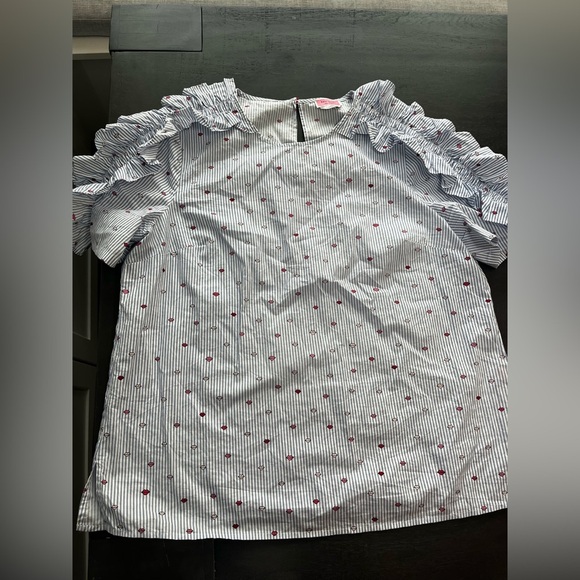 Kate Spade New York Women’s Top – Size Large Ruffle Sleeve Lip Detail - Picture 8 of 8